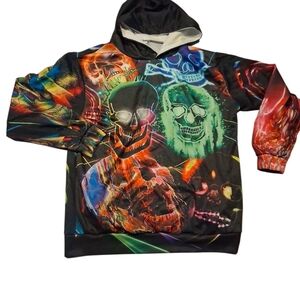Multicolor Skull Print Men's Hoodie